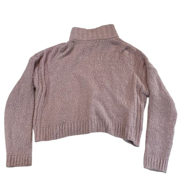 Aeropostale Mauve Pink Chenille Popcorn Knit 1/4 Zip Cropped Sweater XL Women - Picture 2 of 5